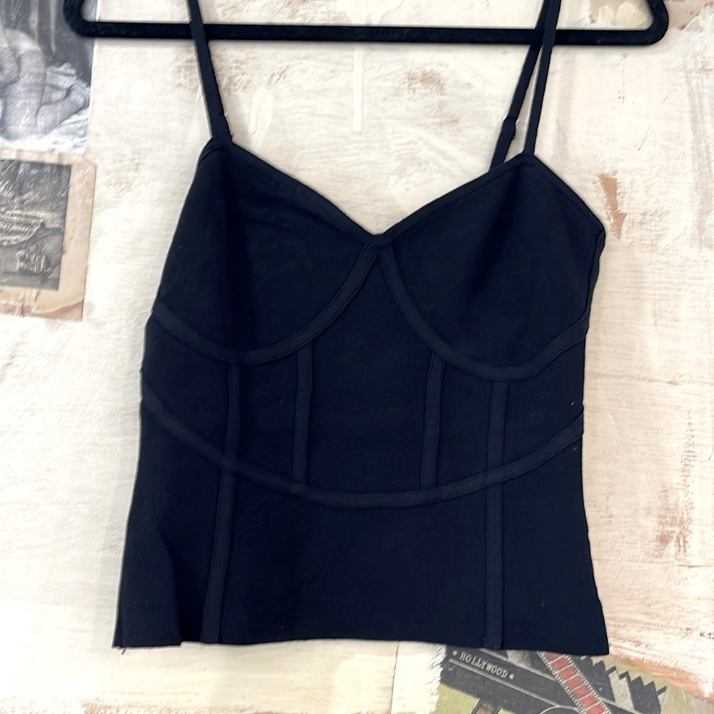Corset Style Black Crop Top‎